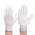 Gants de travail antistatiques enduits de polyuréthane blanc HESPAX